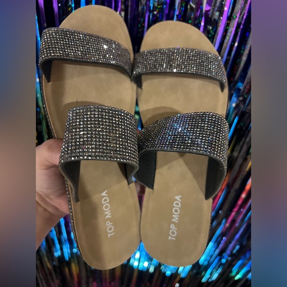 TOP Moda Black Rhinestone Sandals - Picture 3 of 4